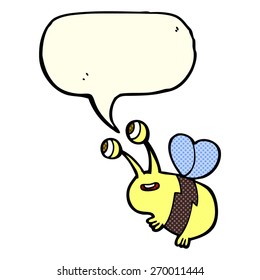 cartoon happy bee with speech bubble