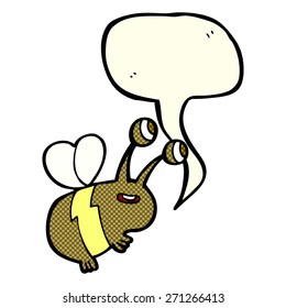 cartoon happy bee with speech bubble