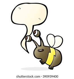 cartoon happy bee with speech bubble