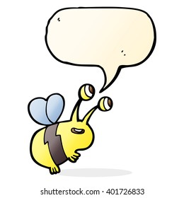 cartoon happy bee with speech bubble