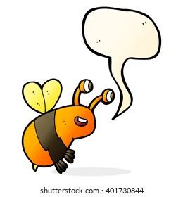 cartoon happy bee with speech bubble
