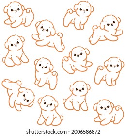 Cartoon happy bichon frise - simple trendy pattern with dog. Flat vector illustration for prints, clothing, packaging and postcards. 