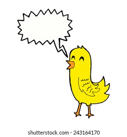 pájaro feliz con burbuja de habla