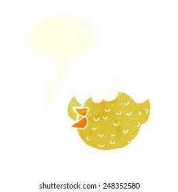 cartoon happy bird with speech bubble