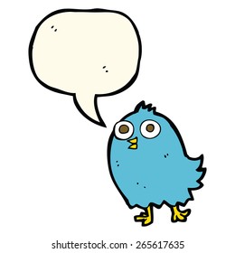 cartoon happy bird with speech bubble