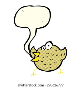 cartoon happy bird with speech bubble