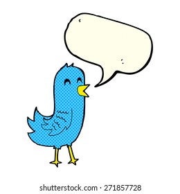 cartoon happy bird with speech bubble