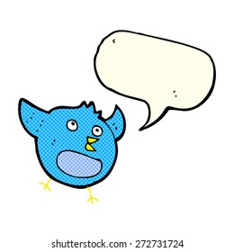 cartoon happy bird with speech bubble