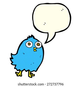 cartoon happy bird with speech bubble