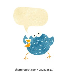 cartoon happy bird with speech bubble