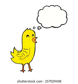 pájaro feliz con burbuja de pensamiento