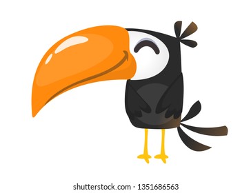 Cartoon happy bird toucan. Illustration isolated