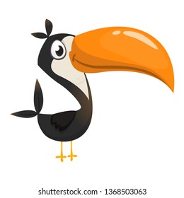 Cartoon happy bird toucan. Illustration isolated