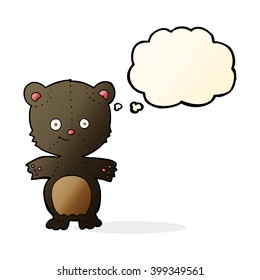 cartoon happy black bear with thought bubble