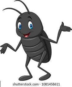 Cartoon happy black beetle