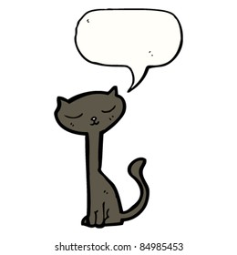 cartoon happy black cat with speech bubble,