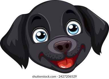 Cartoon of a happy black dog smiling.