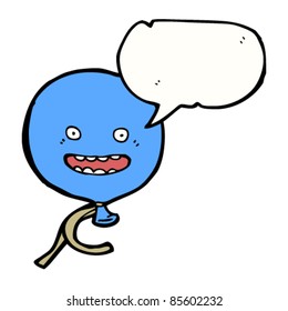 cartoon happy blue balloon with speech bubble