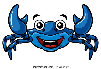 Cartoon Happy Blue Crab