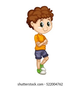 Cartoon Happy Boy Character on a White Background