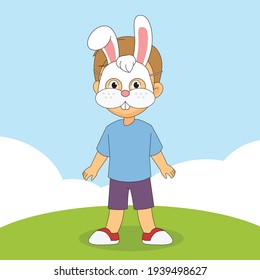 Cartoon Happy Boy in costume easter