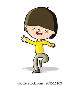 cartoon happy boy dancing