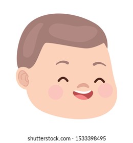 cartoon happy boy face icon over white background, vector illustration