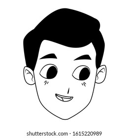 cartoon Happy boy face icon over white background, vector illustration