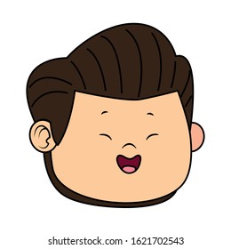 cartoon happy boy face smiling icon over white background, vector illustration
