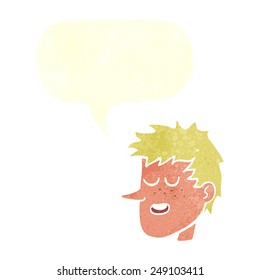 cartoon happy boy face with speech bubble