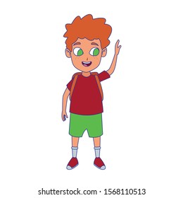 cartoon happy boy with green shorts over white background, colorful design , vector illustration