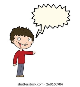 cartoon happy boy laughing with speech bubble