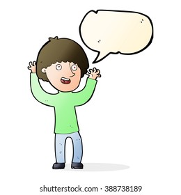 cartoon happy boy laughing with speech bubble