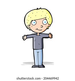 cartoon happy boy with open arms
