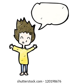 cartoon happy boy with speech bubble