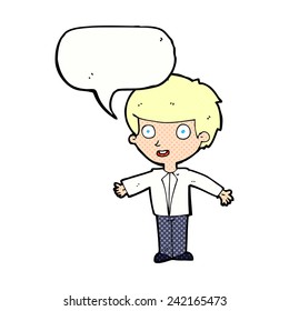 cartoon happy boy with speech bubble