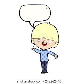 cartoon happy boy with speech bubble