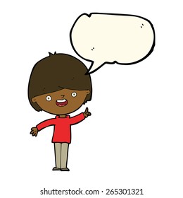 cartoon happy boy with speech bubble