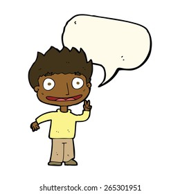 cartoon happy boy with speech bubble