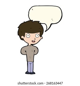 cartoon happy boy with speech bubble