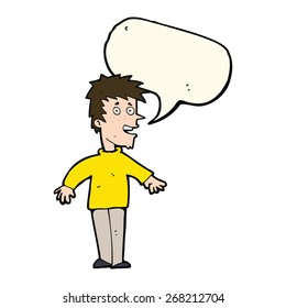 cartoon happy boy with speech bubble