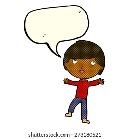 cartoon happy boy with speech bubble