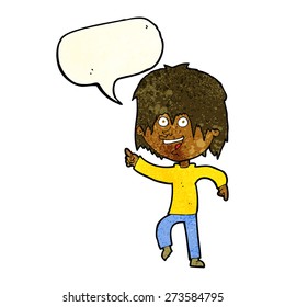 cartoon happy boy with speech bubble