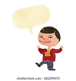 cartoon happy boy with speech bubble