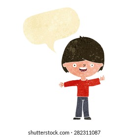 cartoon happy boy with speech bubble