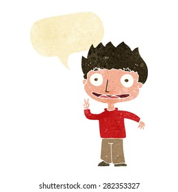 cartoon happy boy with speech bubble