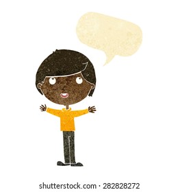 cartoon happy boy with speech bubble
