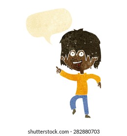 cartoon happy boy with speech bubble