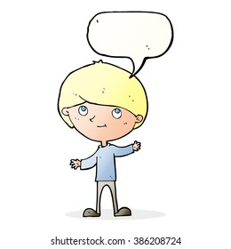 cartoon happy boy with speech bubble