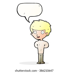 cartoon happy boy with speech bubble